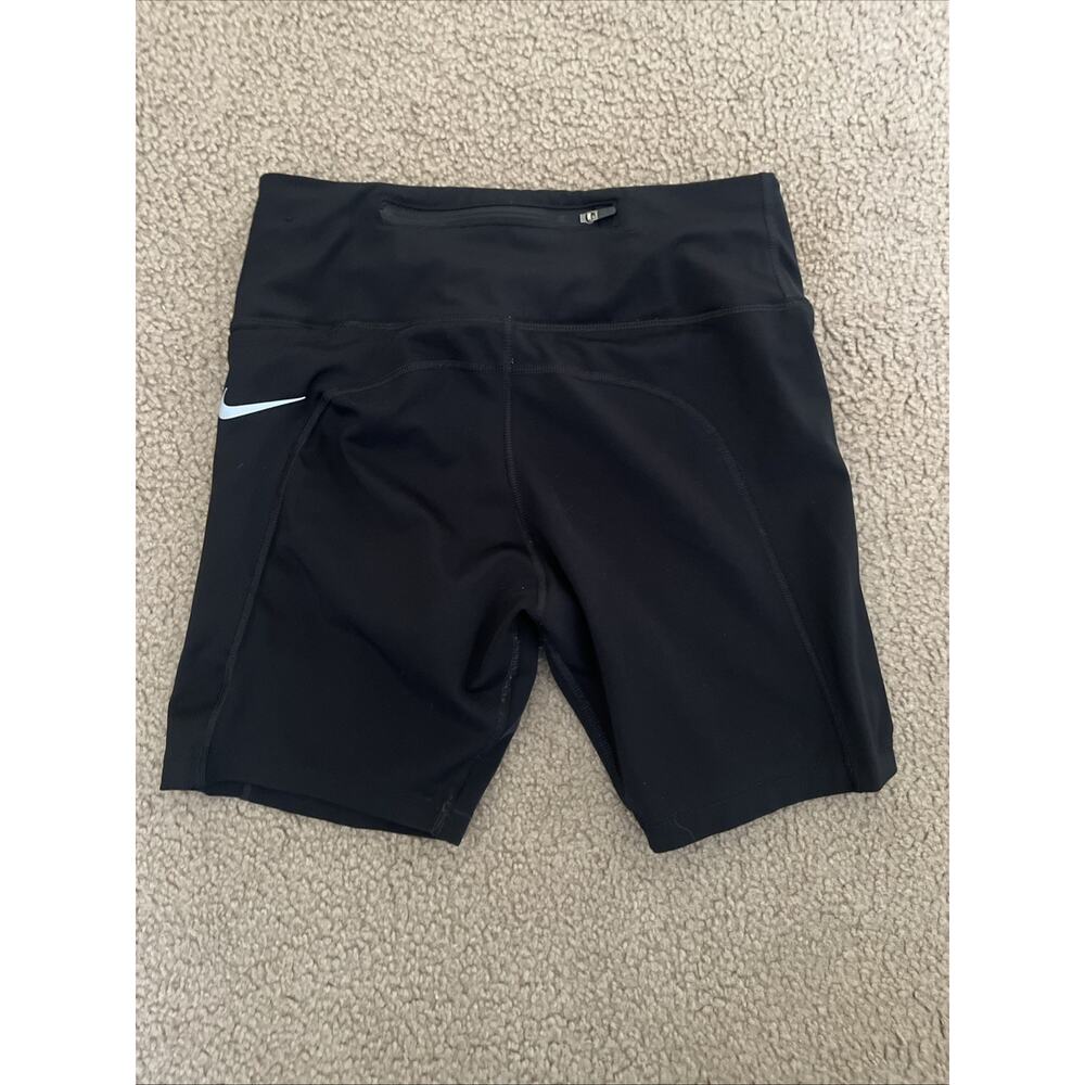 Nike Dri-fit Long Biker Shorts Small Black Adjustable Drawstring Zipper Pocket M